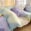 Skin-Friendly Twill Fabric Bed Sheet Four Piece Set Ab Double-Sided Color Blocking Bedding Sets Flower Printed Quilt Cover