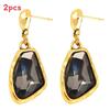 Copper Gold Water Drop Earrings With Silver Ear Pins For Women Fashion Jewelry