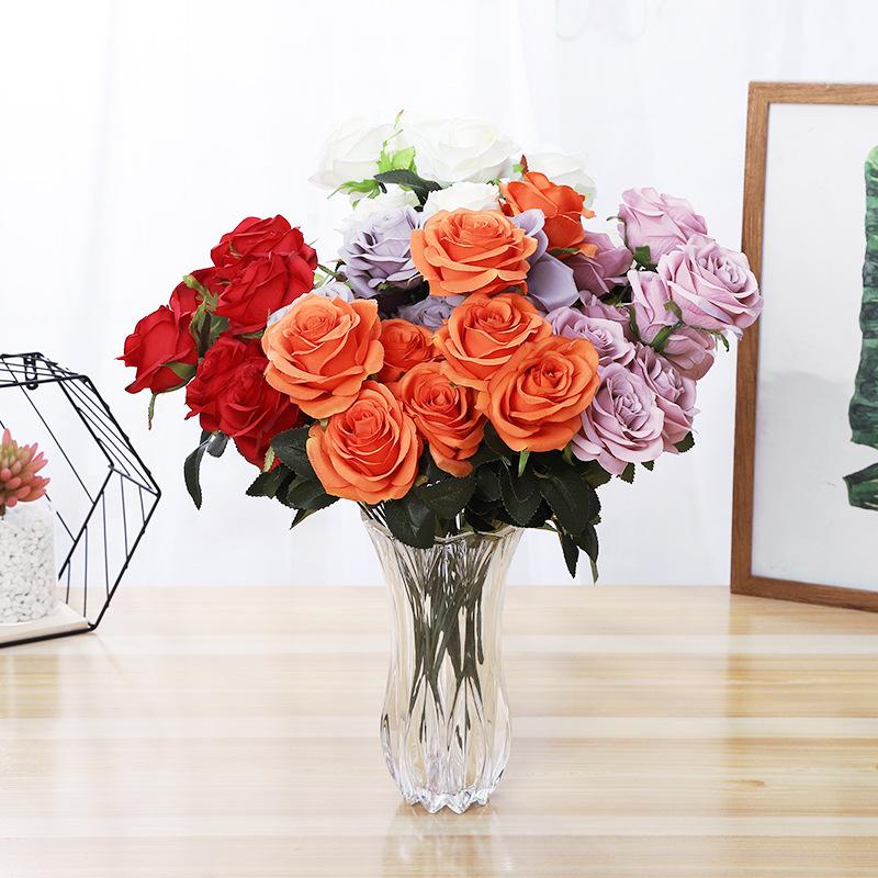 

Artificial Rose Flower Bouquet with 10 Heads for Home Decor Wedding Props