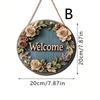 Home Decoration Wooden Spring Doorplate with Welcoming Circular Logo Creative Home Wooden Sign Pendant Decoration