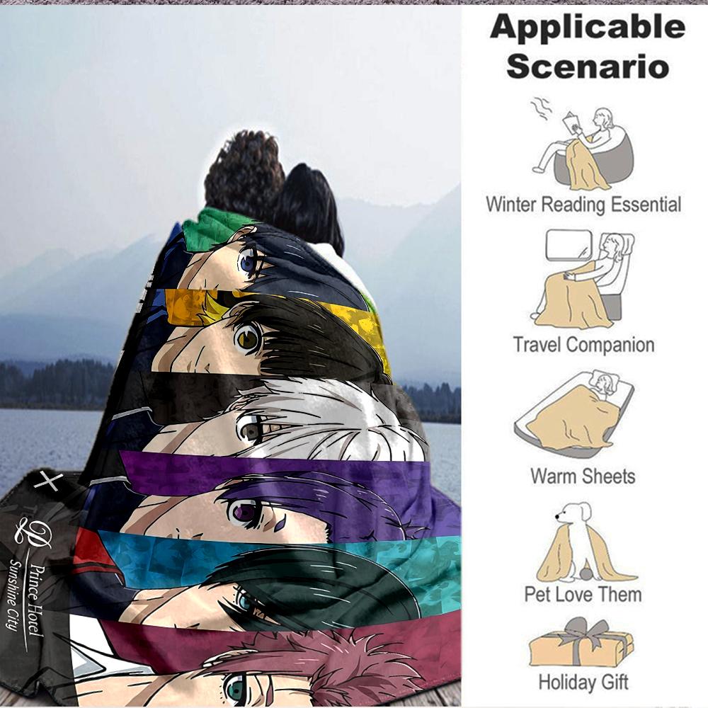 1Pc Colorful Anime Characters Flannel Blanket, Soft And Comfortable, Casual Warm, Camping Travel, Christmas, Halloween Xmas Gift S1697