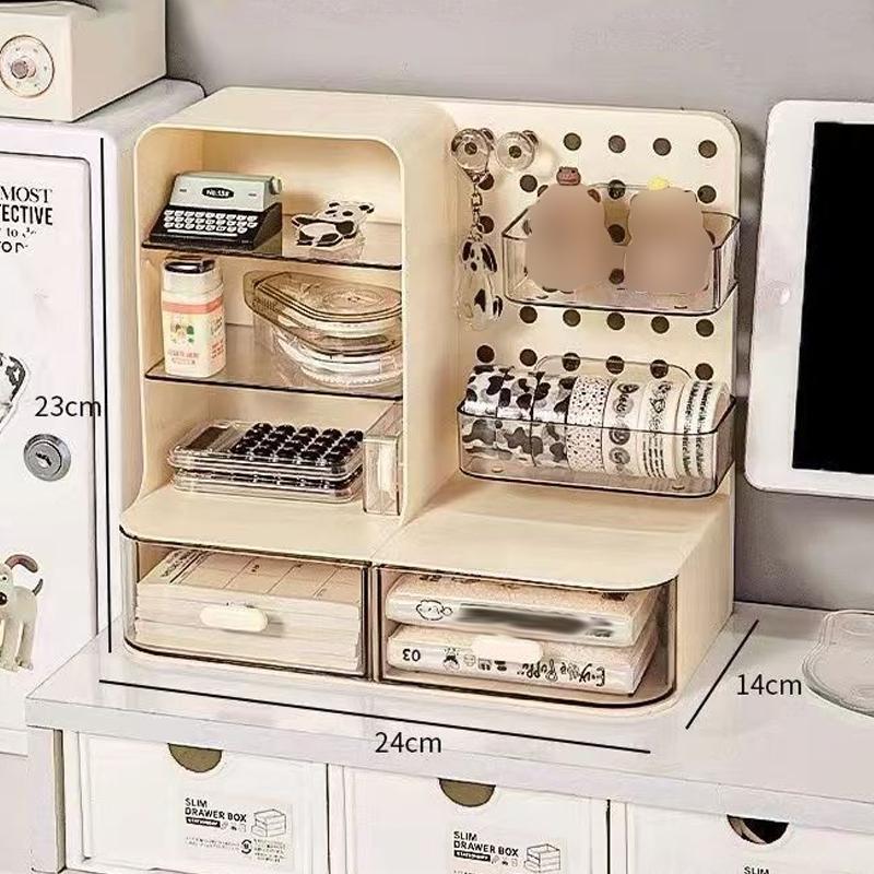 

1 Pc Desktop Perforated Board Storage Box Stationery Sorting Rack Desk Office Cosmetics Storage Rack Pen Holder Storage Rack