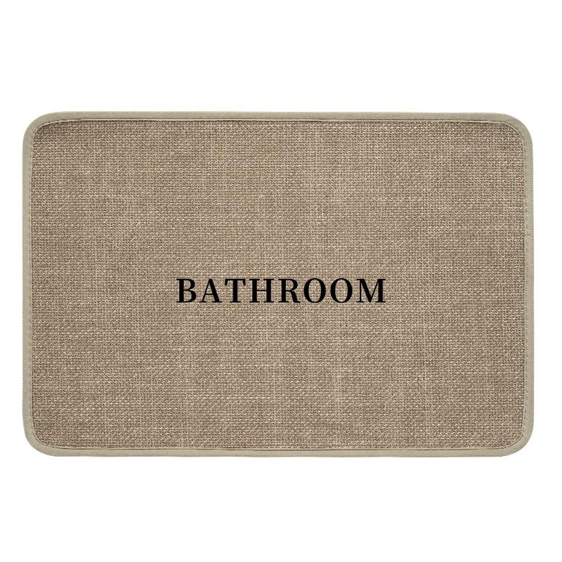 Home Washroom Linen Woven Non Slip Foot Mat Toilet Door Water Absorbent Dirt Resistant Fall Prevention Floor Mat
