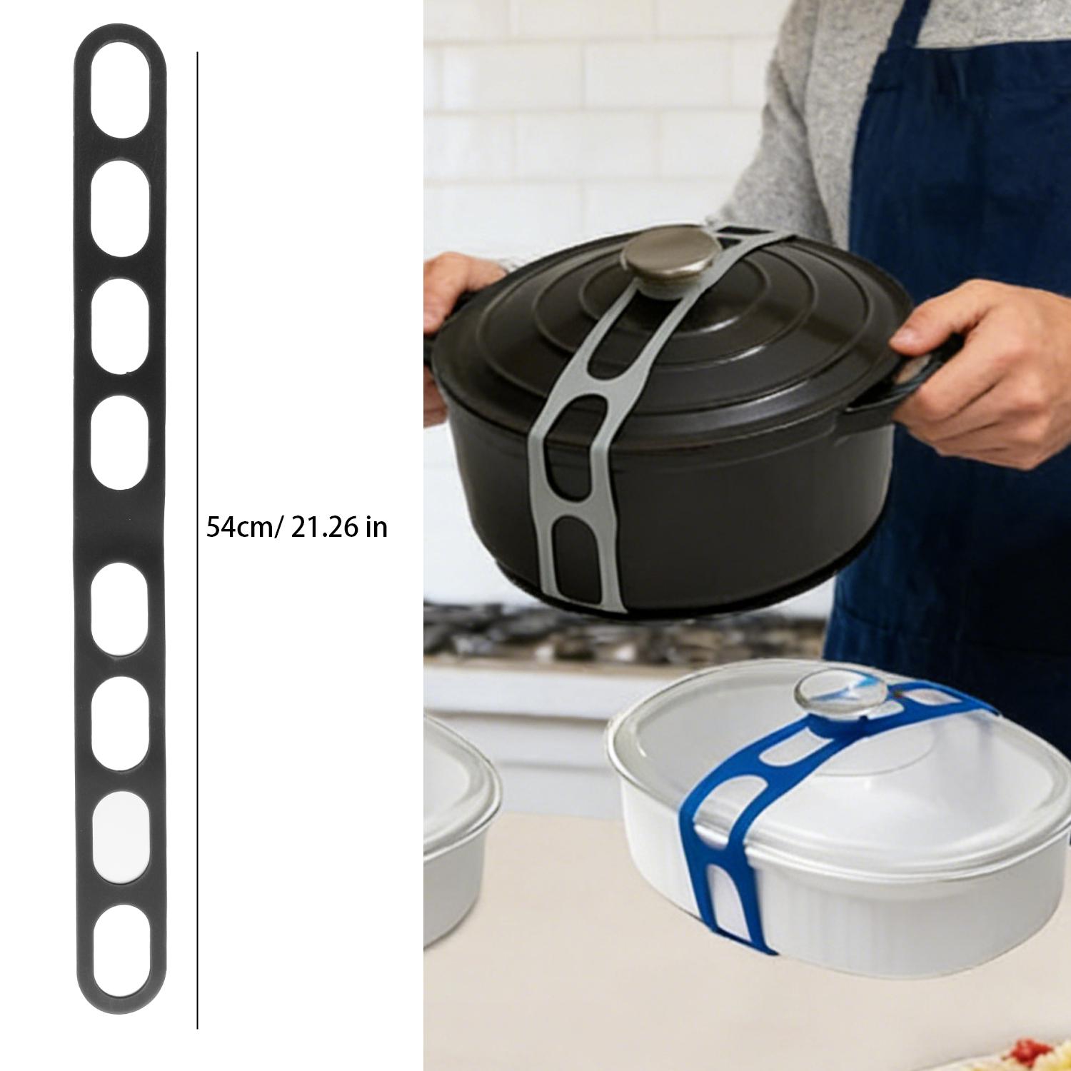 

Universal Silicone Securing Strap Kitchen Pot Lid Lunch Box Elastic Self-Lock Tie with Buckle Adjustable Reusable Latch Strap 1PC чёрный