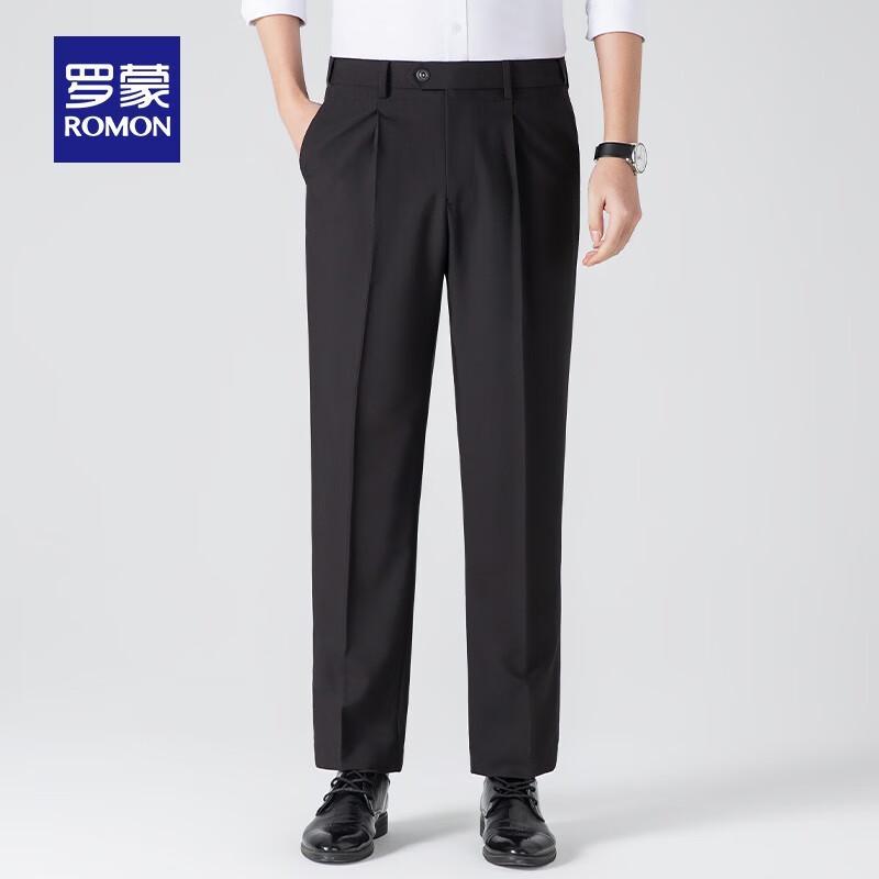 ROMON Men's Iron-Free Four-Way Stretch Straight Leg Dress Pants