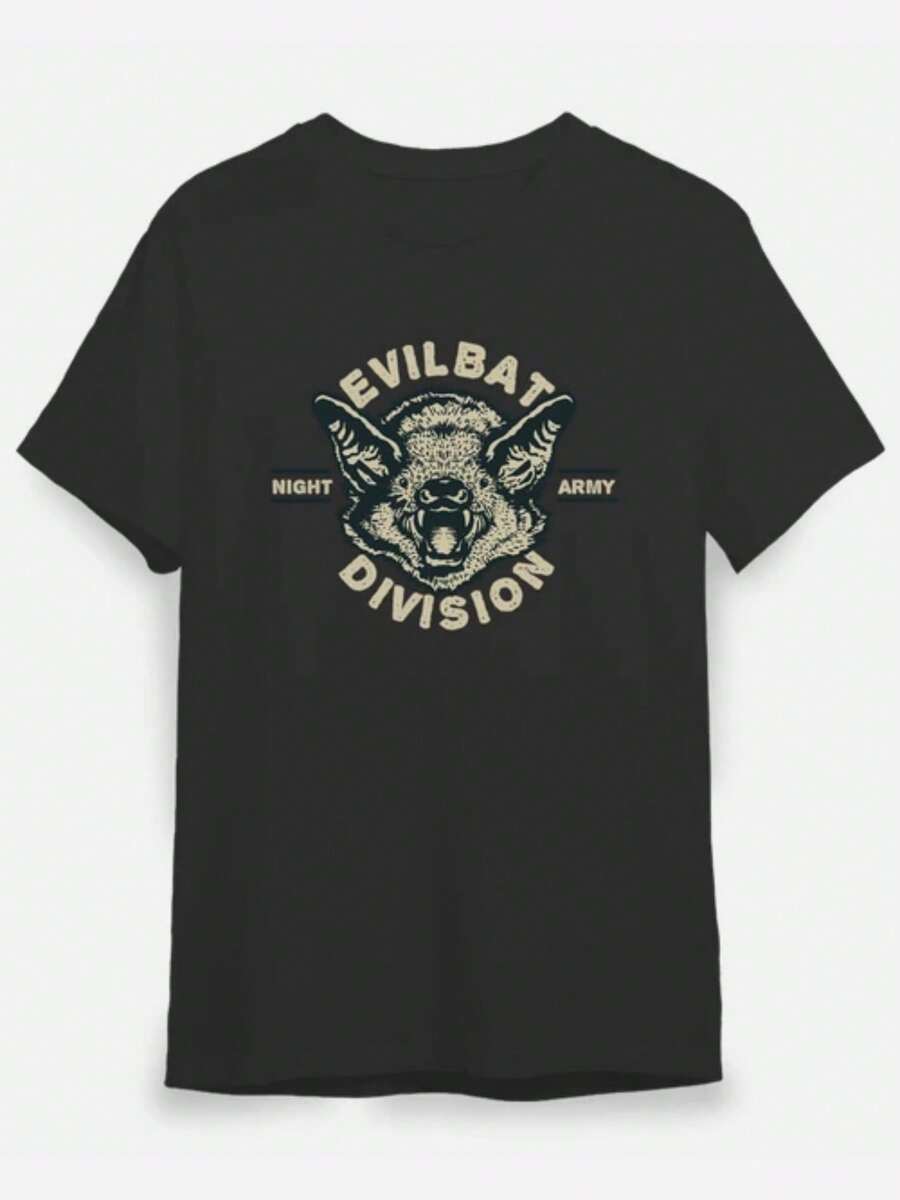 

Unisex s Casual Crew Neck Short Sleeve T-Shirt Evil Bat Division Themed Digital Print S
