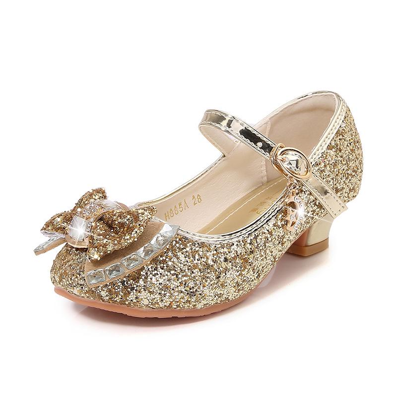 

Дівчачі кришталеві туфлі на високих підборах - Весняно-осінні туфлі принцеси для виступів 38 золотий