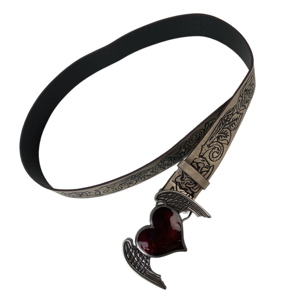 Punk Rock Metal Waist Belt Retro Heart Wing Design Unisex Fashion Accessory For Daily Wear