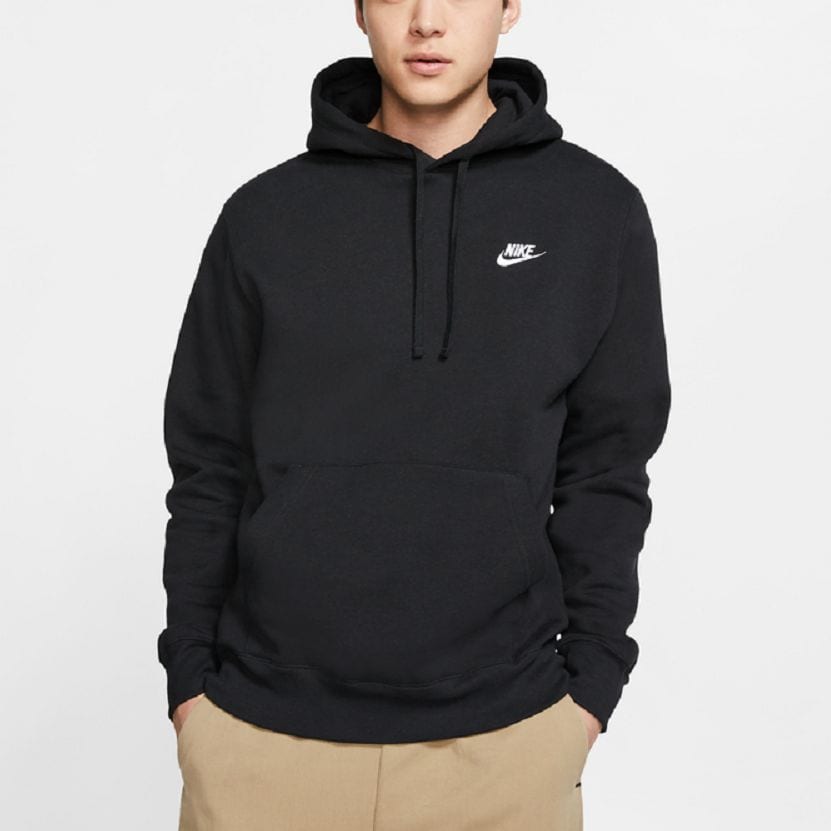 Nike Sportswear Club Fleece Brushed Thermal Pullover Fleece Lined Hooded Sportswear Sweatshirt Winter Men's Black BV2655-010