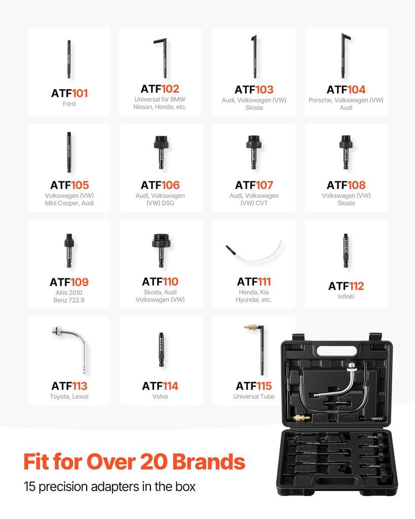 Transmission Fluid Pump, 8 L Capacity, Pneumatic Oil Fluid Extractor ATF Refill Dispenser Transfer Pump wit 15 ATF Adapters, Oil Extractor Dispenser