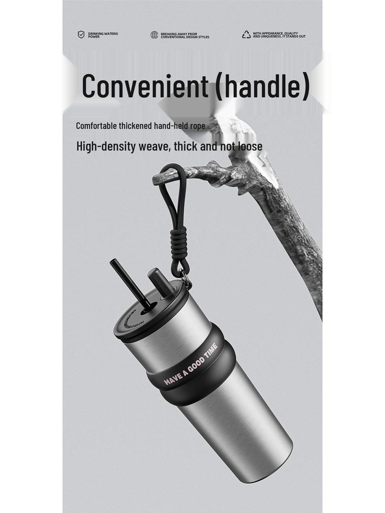 316 Stainless Steel Insulated Travel Mug - Large Capacity Straw Cup for Men & Women