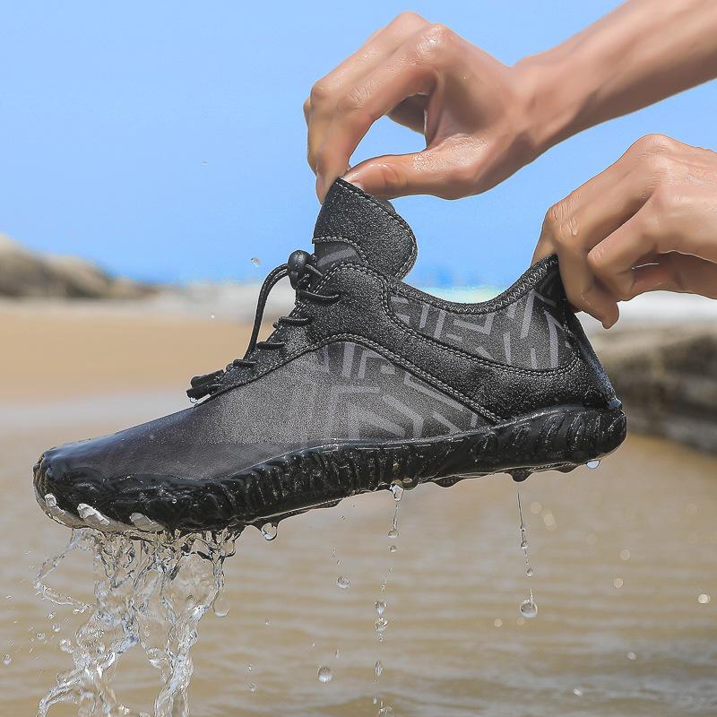 

Новые кроссовки для ручья, пара, уличная фитнес-обувь, пляжная обувь для плавания и ходьбы по воде, амфибийная обувь с пятью пальцами 46 черный серый
