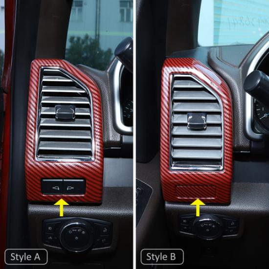 Red Carbon Dashboard Side Air Vent Outlet Panel Cover Trim for Ford F150 2015-20