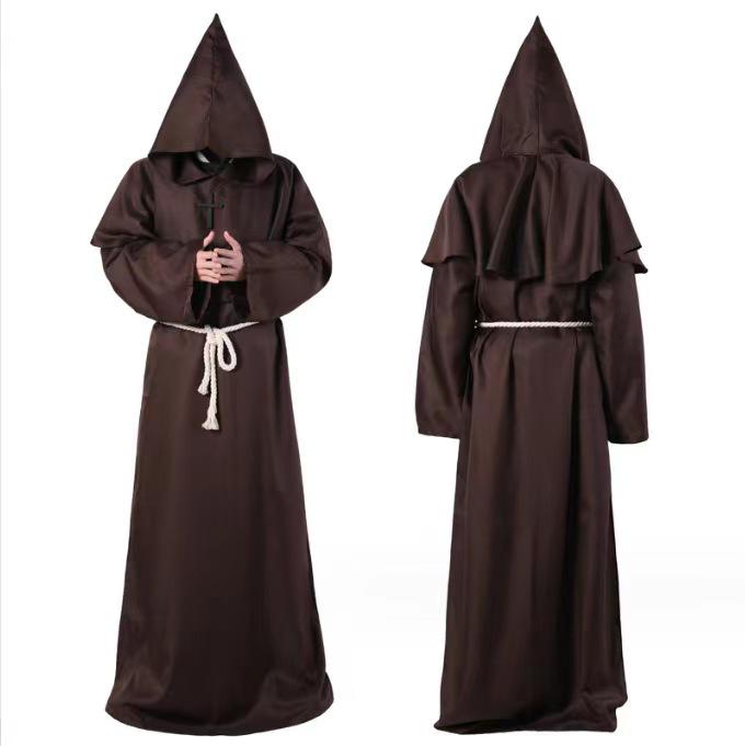 Halloween Medieval Monk Robe Costume - Friar, Wizard, and Priest Cosplay Outfit for Stage