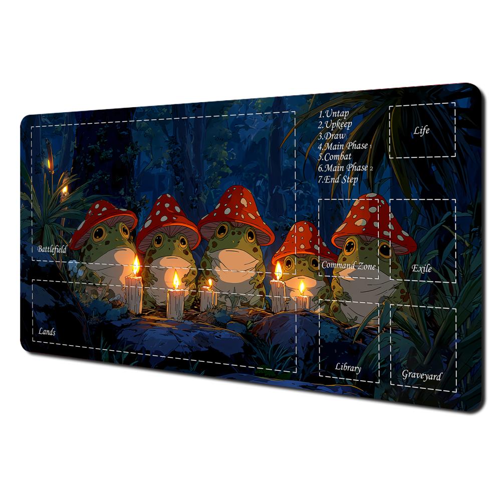 Kawaii Mushroom hat frog Magic Playmat Card Battle Gaming Mat with zone mtg playmat Xcm desk mat suitable for game gathering 800x300x2mm