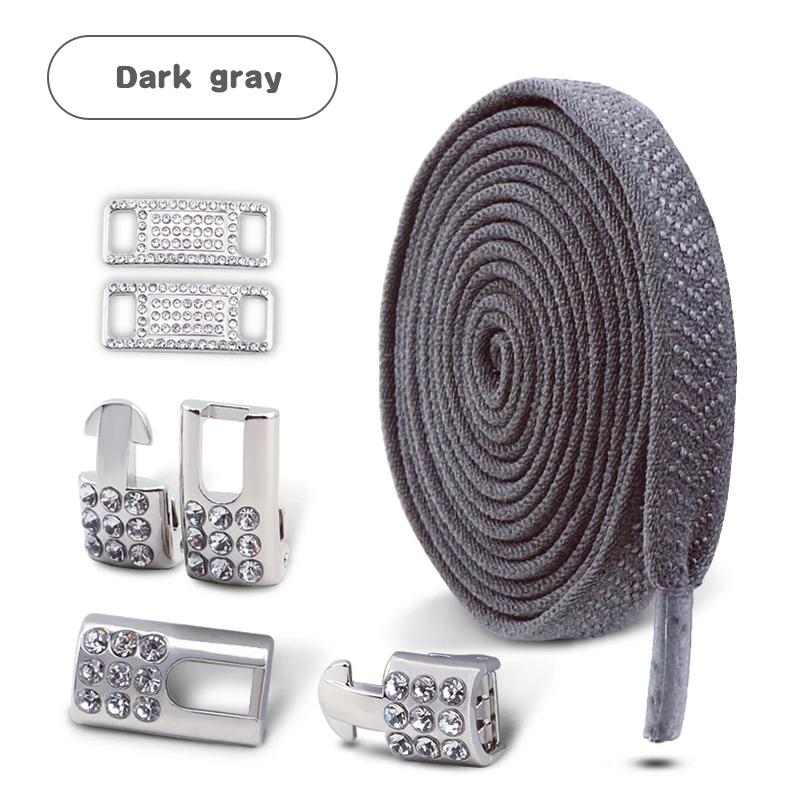 Tennis Silver Diamond Buckle Shoelaces No Tie Shoe Laces Elastic Laces Sneakers Without Ties Flat Shoelace for Shoes Accessories