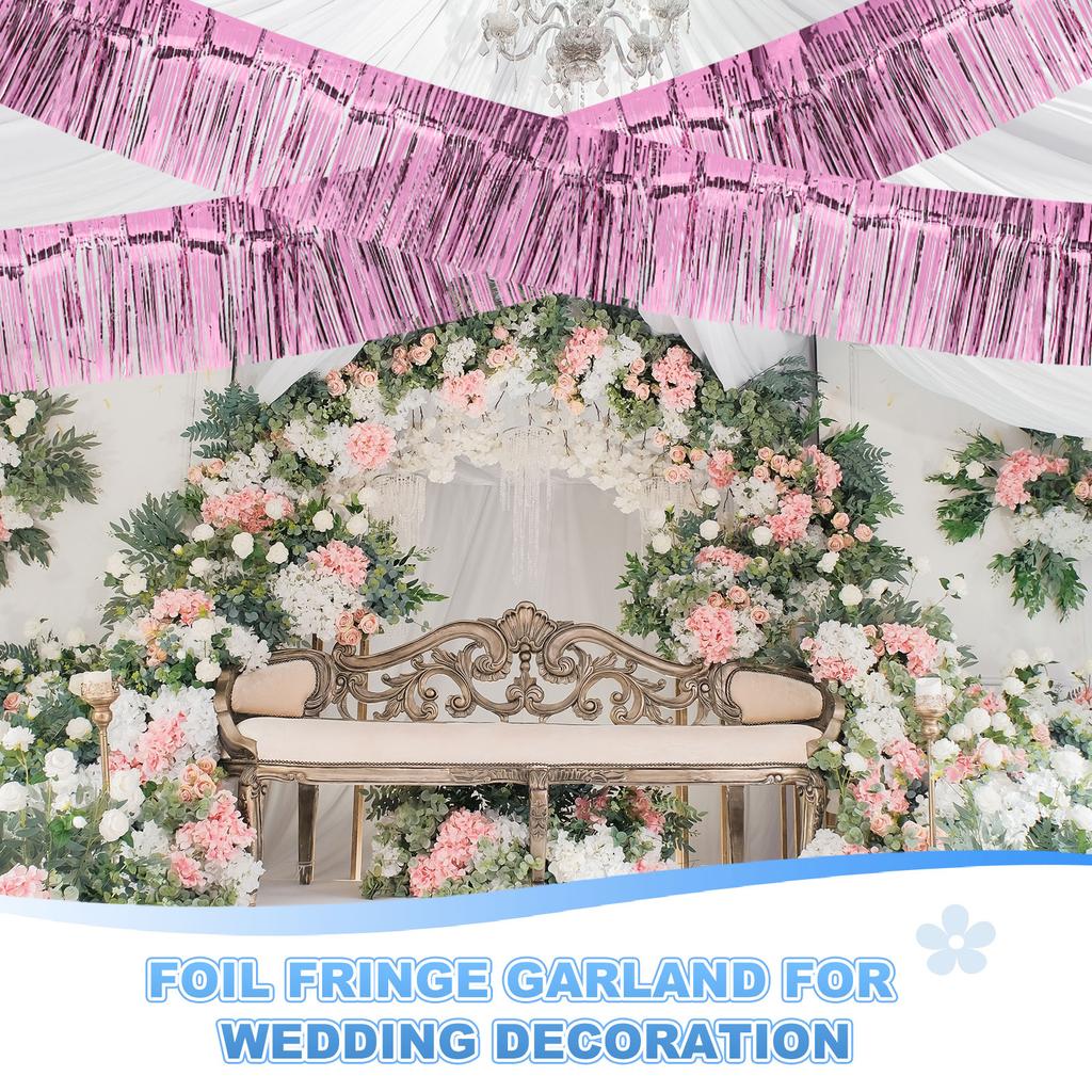 3/4/6pcs Foil Fringe Garland 10 Feet Metallic Tinsel Streamers Fringe Banner Wall Hanging Curtain Backdrop for Decoration
