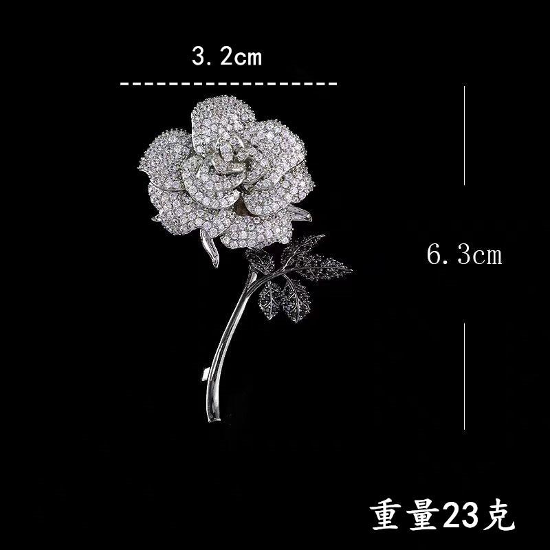 New Chinese style rose brooch high-end two-color electroplated corsage versatile temperament coat accessories
