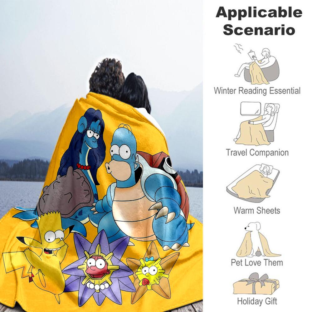 The Simpsons Flannel Blanket, High quality Comfortable for All Seasons, Home Decor, Warmth and Comfort