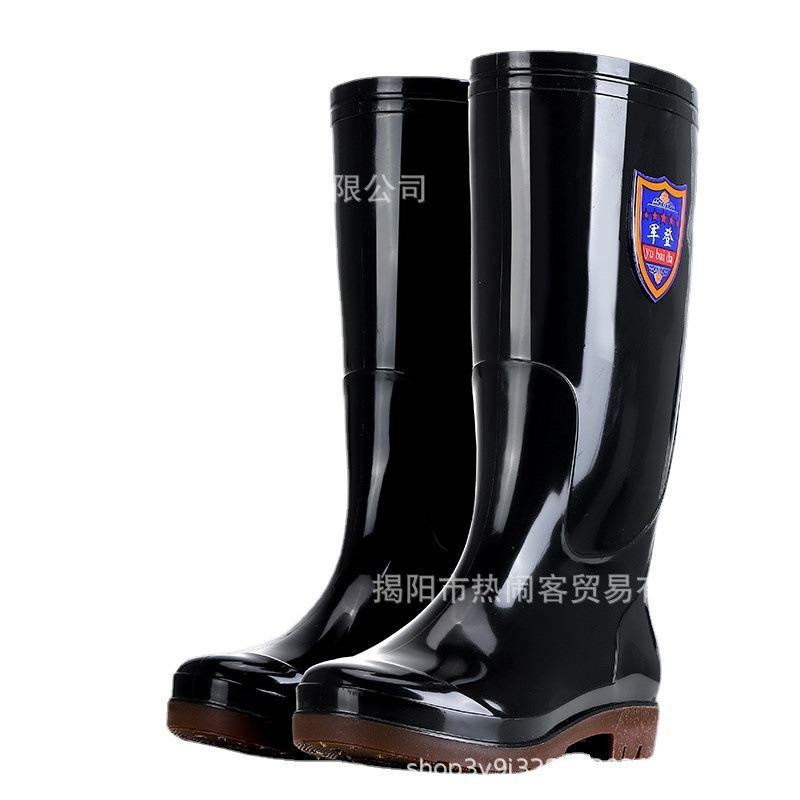 Summer black no inner rubber shoes high tube water shoes long tube water boots non-slip workers shoes quick-drying rain shoes brown men's rain boots