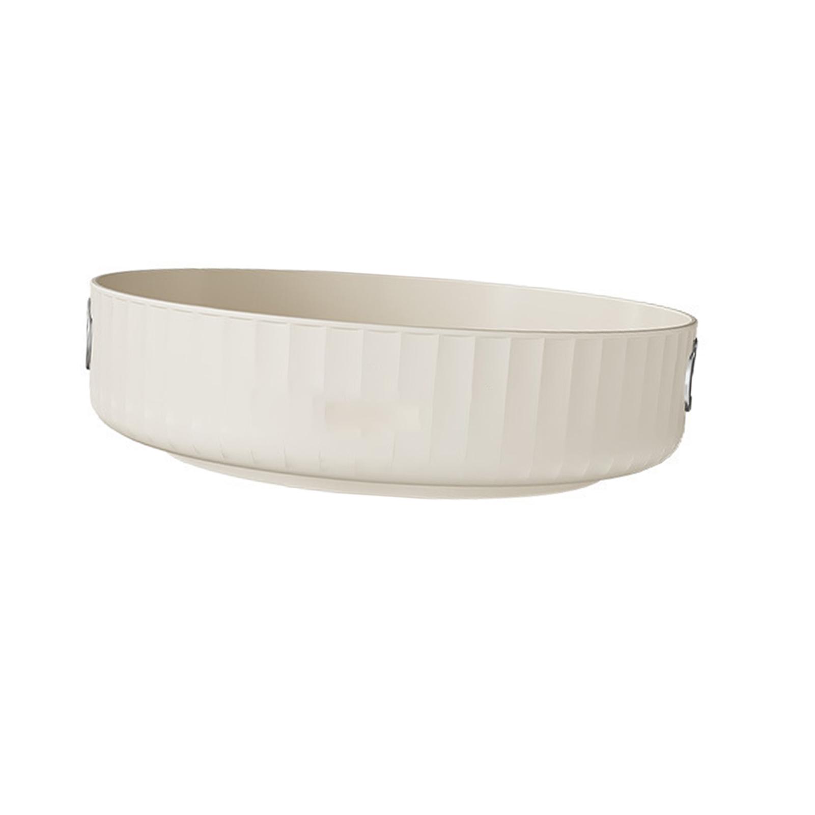 Creamy White Rotatable Round Tray Countertop Multi Purpose Storage Tray Rotating Storage Rack
