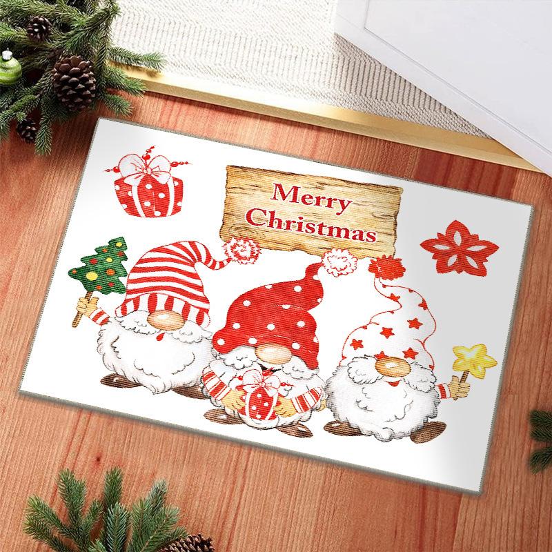 Festive Christmas Gnome Carpet Mat Traditional Red Plaid Rug Happy New Year Snowflakes Xmas Gift Home Decoration Floor Mats Rugs
