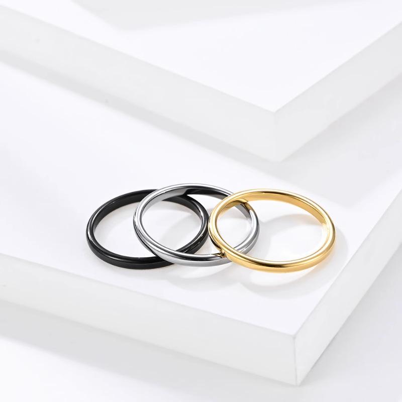 2mm Stainless Steel Women's Simple Plain Band Cross-border American European Fashion Non-fading Ring, Versatile Couple Matching Finger Band.