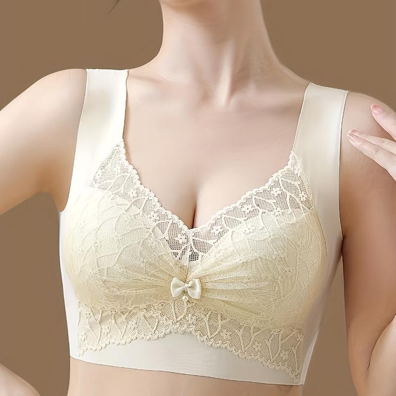 Plus Size Wireless Underwire Lace Sports Bra Push-Up Thin Fixed Cup Camisole Style Bra