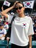 Zuid-Koreaanse Vlag Ontwerp Unisex T-shirt Strand Casual Sportkleding Y2k Ronde Hals Ademend T-shirt Oversized Katoen Korte Mouwen