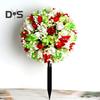 Artificial Flower Ball with Spike Realistic Faux Roses Weatherproof Artificial Rose Blooms Ball Garden Decor for Indoor Outdoor Use