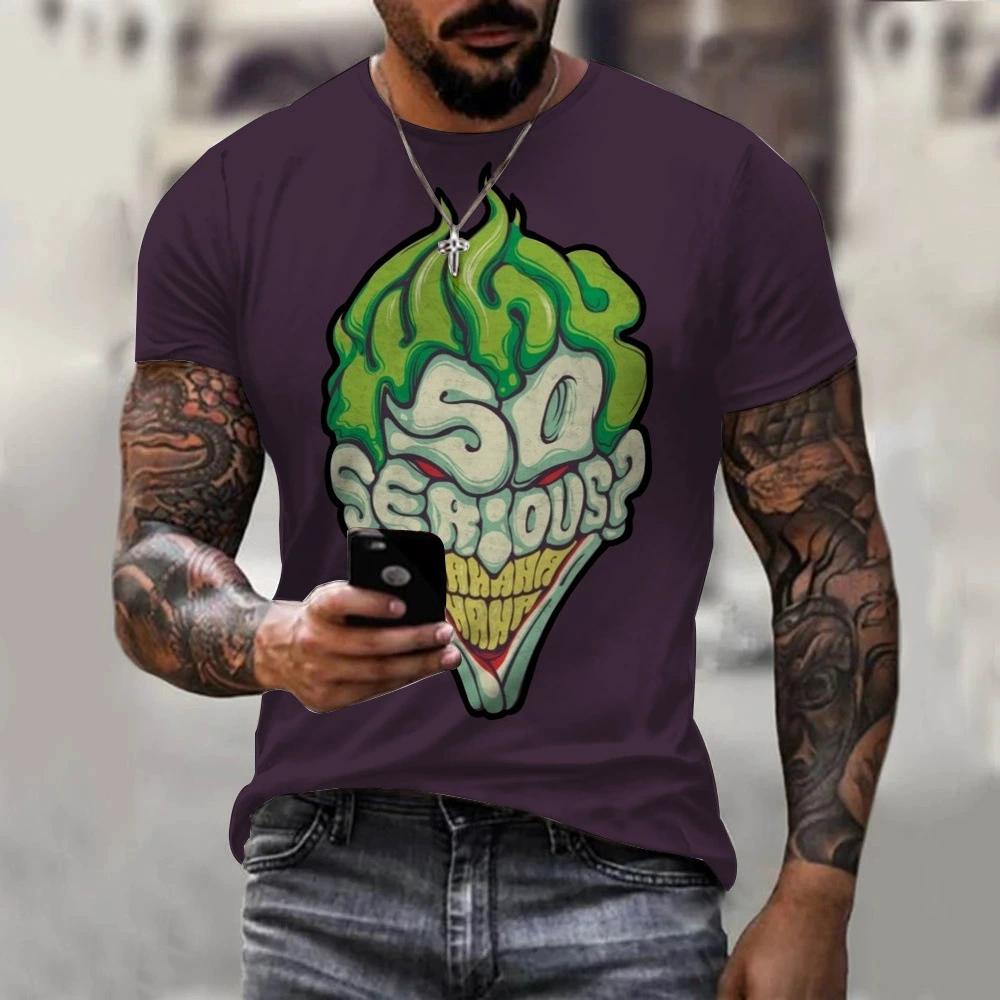 3D digital print men's casual crew neck short-sleeve T-shirt