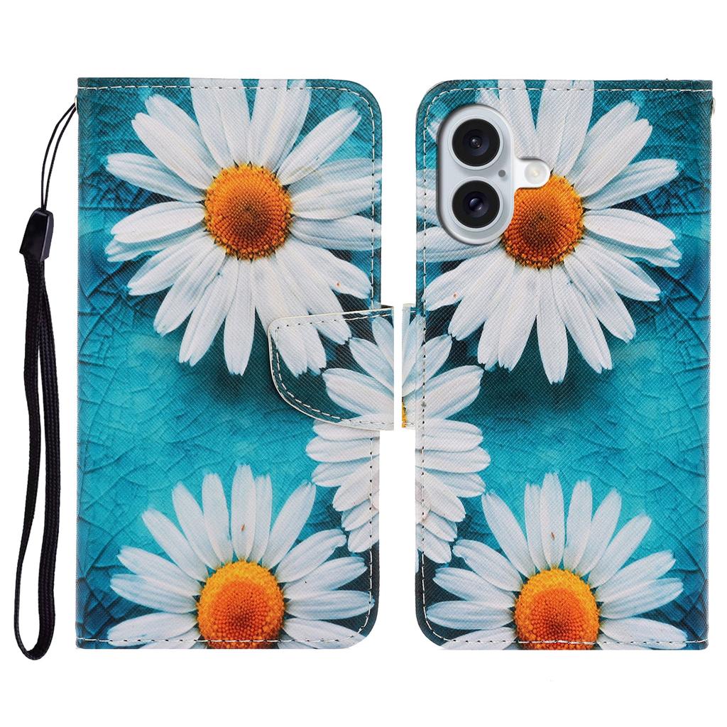 For iPhone 16 Case Pattern Printing Protective Leather Folio Phone Cover