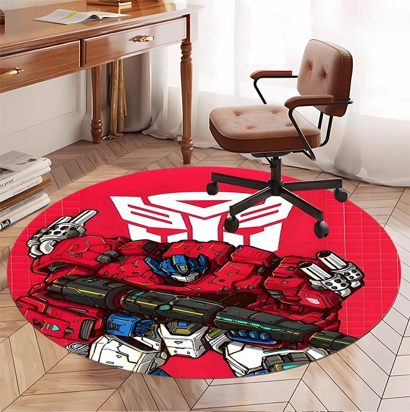 Transformers Pattern Round Rug, Indoor/Outdoor Mat, for Picnic, Gameroom, Bedroom, Office, Living Room, Home Decor Carpet, Birthday Gift