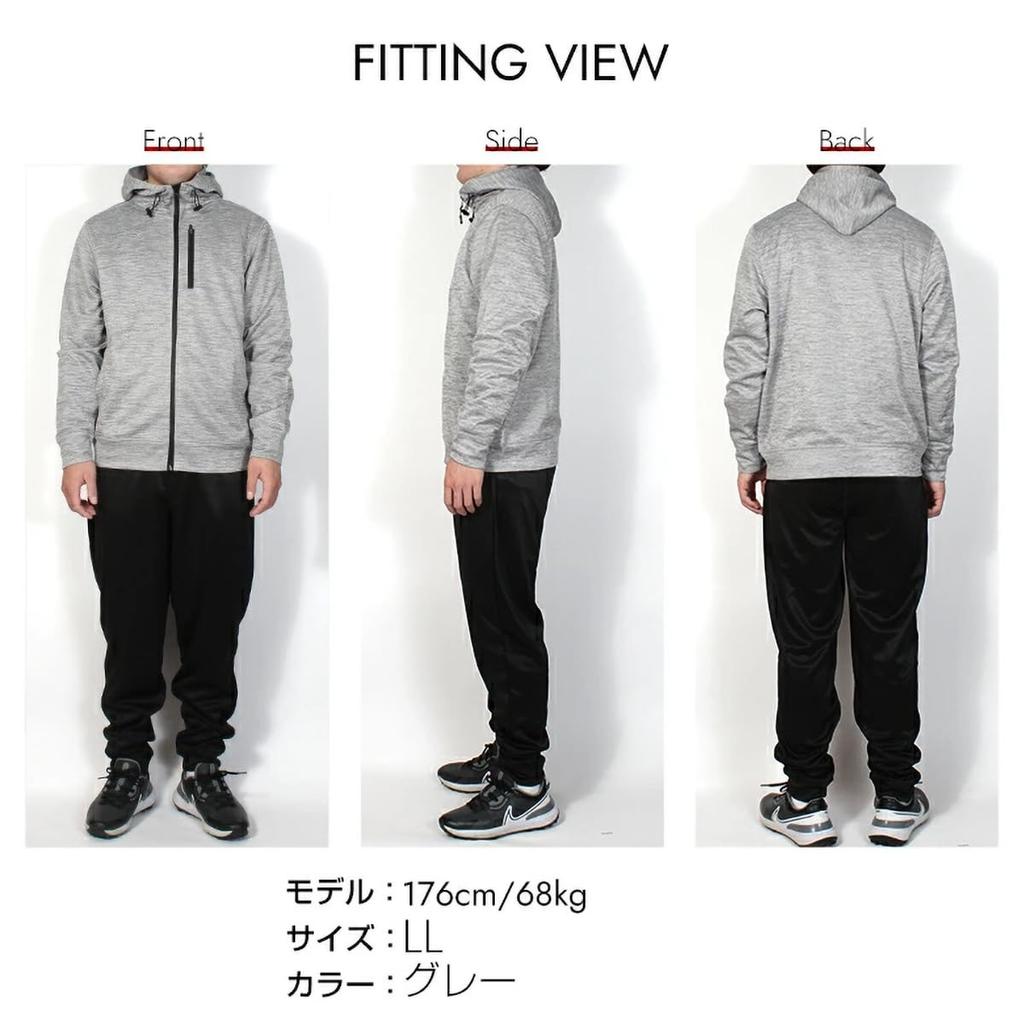 Stayland Hooded Jersey Stretch Full 6 Pockets Men's Set, Fabric, Zipper, (JP, Alphabet, 5L, Charcoal)