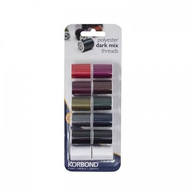 Korbond Polyester Dark Mix Thread Blister Pack