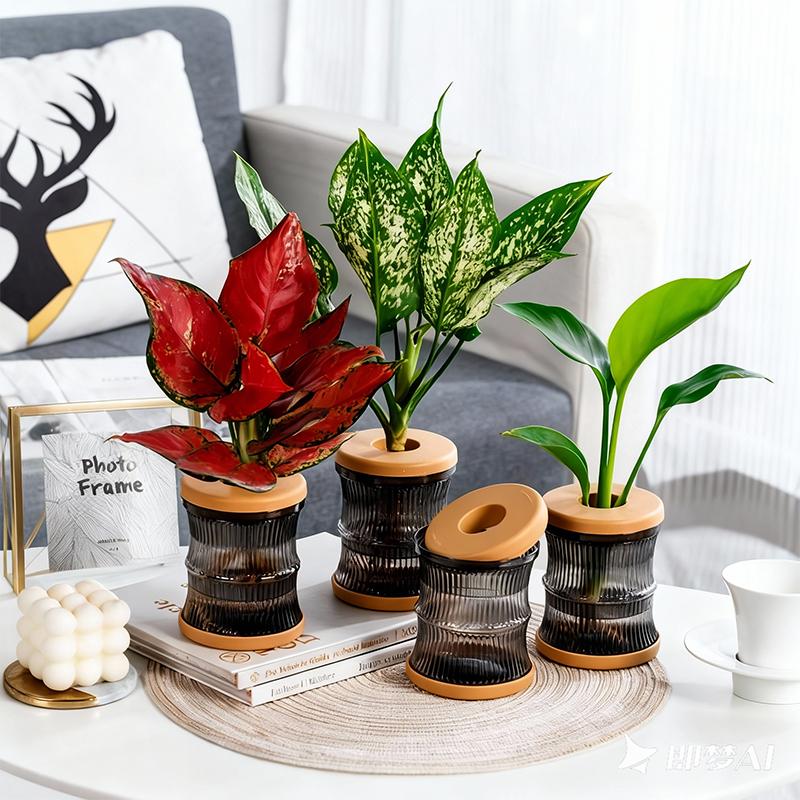 Transparent Hydroponic Vase Automatic Water Absorption Plant Pot For Home & Office