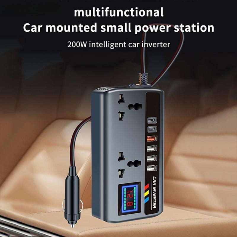 200W Power Adapter 12V/24V To DC 220V Converter Multi Charger Socket Portable Fast Charging Car Inverter Car Inverter