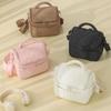 Pink Quilted Insulated Lunch Bag With Removable Strap Padded Handle For Work School Picnics
