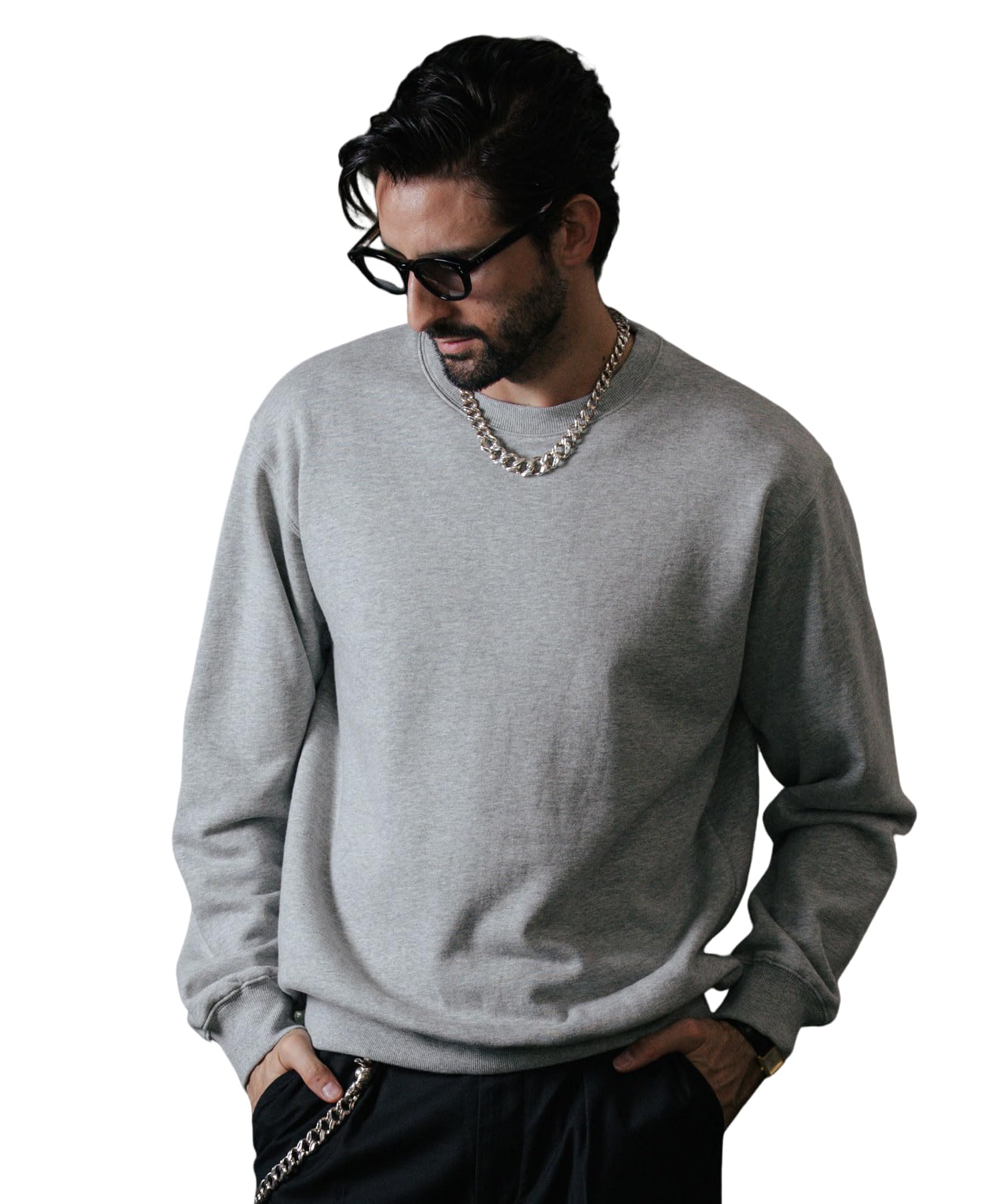 

Свитшот с круглым вырезом Fashion Gray L Size GRAY [Climy] Мужской (США=М) серый