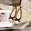 Inner height-increasing soft-soled grandma shoes women's spring new French ballet shoes bow light mouth single shoes