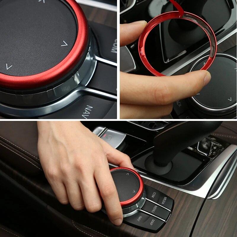 Aluminum Alloy Auto Center Console Ring Decorative Multimedia Knob Sticker Trim Interior Accessories For BMW 5 Series G30 X3 G01