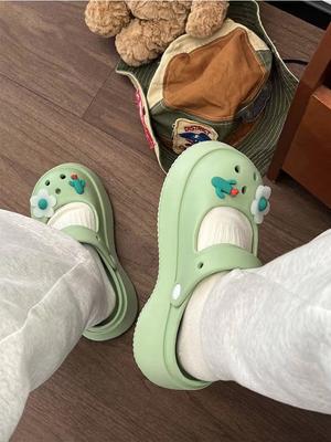 Zomer 2025 op Strand Schattige Schoenen Kawaii Platform Slippers Dames Pantoffels en Dames Sandalen Groen Dik Uitverkoop F Gemakkelijk Draagbaar Pvc W I