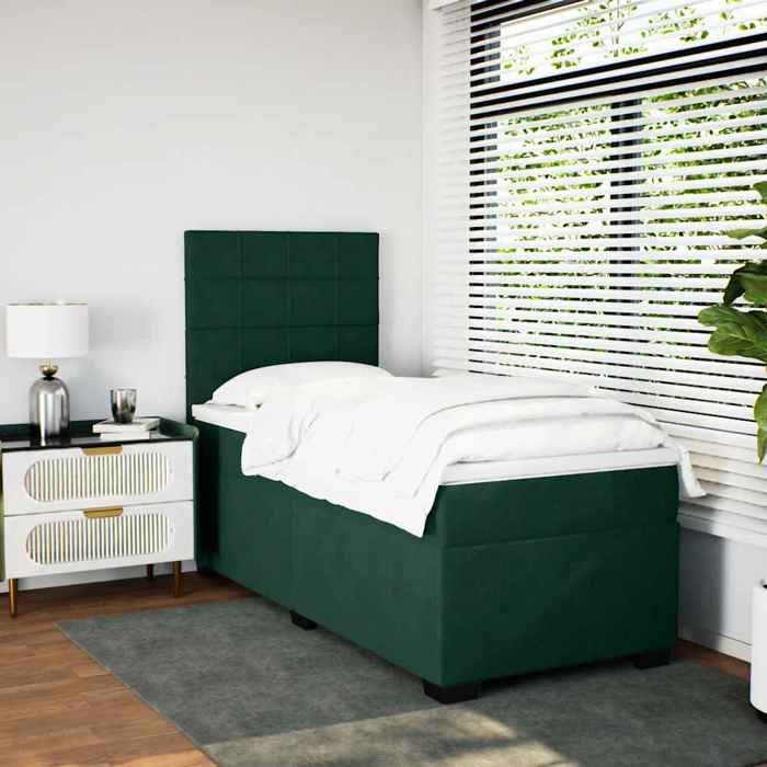 Maison Exclusive - Sommier à lattes de lit avec matelas Vert foncé 90x190 cm