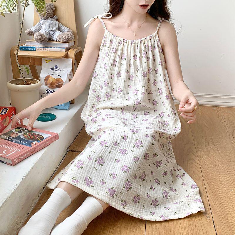 Women's Breathable Cloud Cotton Camisole Sleep Dress - Summer Pajamas