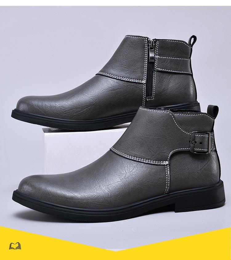 Herren-Martinstiefel aus echtem Leder – große Größen 45–48, seitlicher Reißverschluss, Chelsea- und kurze weiße Varianten für Herbst und Winter