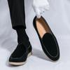 Spring and Autumn Suede Shallow Mouth Mens Loafers Flat Casual Shoes Luxury Brand Nubuck Leather Designer Mocasin Wedding Shoes