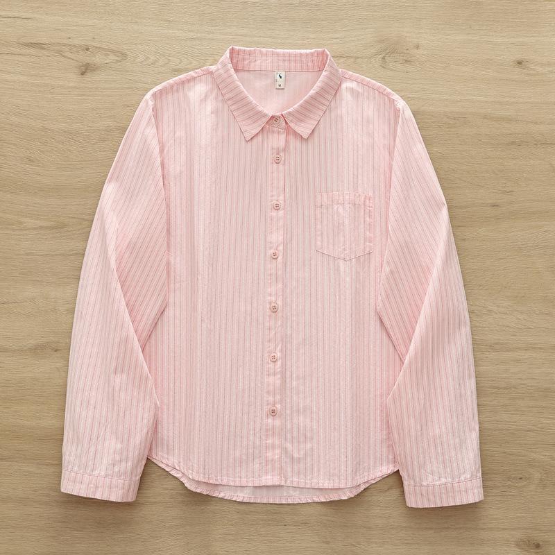 Autumn Women Striped Shirts Long Sleeve Cotton Blouses Turn Down Collar Office Lady Tops Casual Female Clothes