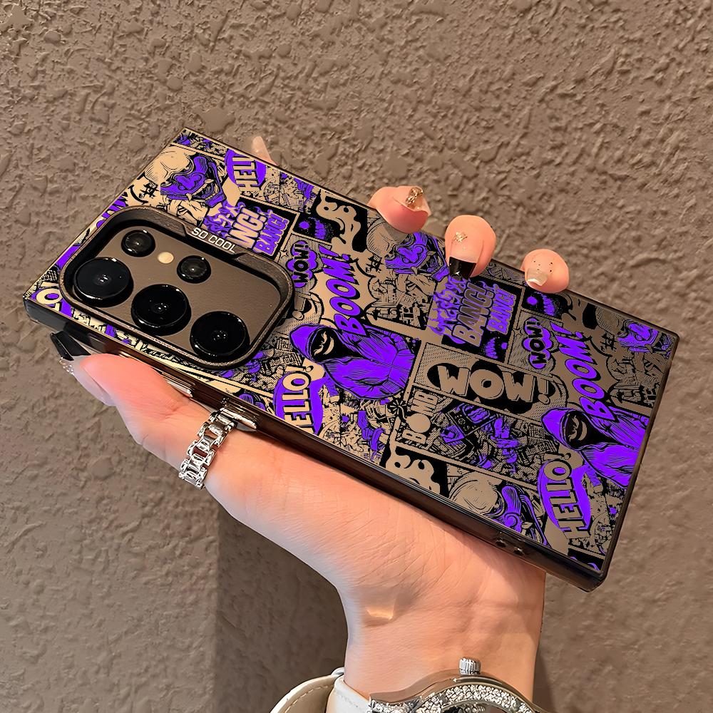 Fashion Cartoon Graffiti Phone Case For Samsung Galaxy S25 Edge S24 S23 S22 S21 S20 Ultra Funda Silicone Silver Cover