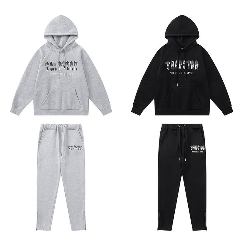 Herren Gradient Buchstaben Bestickter Hoodie Jogginganzug Set - Übergroß Fleece Warm Lässig Trainingsanzug Winter