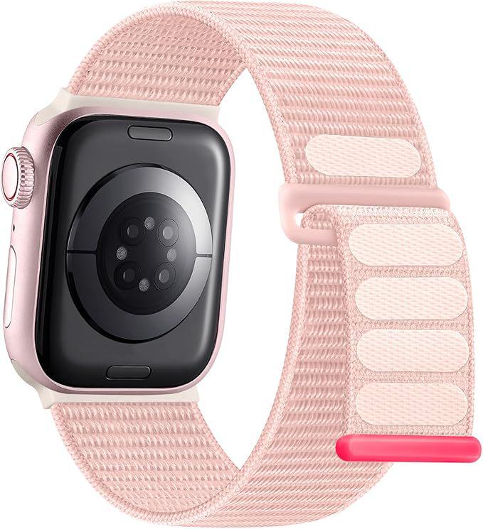 Doppelte Nylon-Schlaufenband für Apple Watch Series 9/10/11 42/44/45/46/49mm (Naked) hellrosa